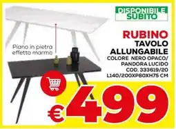 Conforama Rubino tavolo allungabile colore nero opaco/ pandora lucido offerta