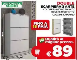 Conforama Double scarpiera 3 ante colore bianco o bianco/ rovere o cemento offerta