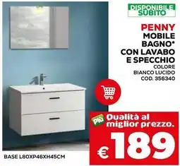 Conforama Penny mobile bagno con lavabo e specchio offerta