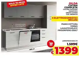 Conforama Gilda cucina completa colore frassino ghiaccio e grigio chiaro offerta