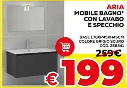 Conforama Aria mobile bagno con lavabo e specchio offerta