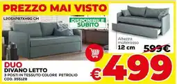 Conforama Duo divano letto 3 posti in tessuto colore petrolio offerta