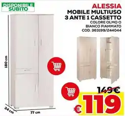 Conforama Alessia mobile multiuso 3 ante 1 cassetto offerta
