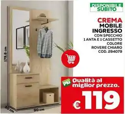 Conforama Crema mobile ingresso con specchio offerta