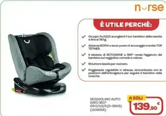 Bimbo Store Seggiolino auto giro 360 gr 0/1/2/3 (0-36kg) offerta
