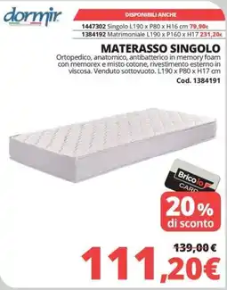 Brico Io Dormir materasso singolo offerta