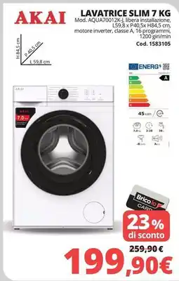 Brico Io AKAI lavatrice slim offerta