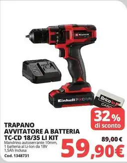 Brico Io Einhell Trapano avvitatore a batteria TC-CD 18/35 LI kit offerta