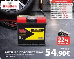 Brico Io Rhütten batteria auto potenza 55 AH offerta
