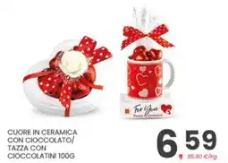Eurospar Cuore in ceramica con cioccolato/ tazza con cioccolatini offerta