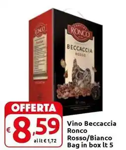Carrefour Express Vino Beccaccia Ronco Rosso/Bianco Bag in box offerta