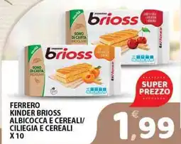 Premium Supermercati Ferrero kinder brioss albicocca e cereali/ ciliegia e cereali x10 offerta