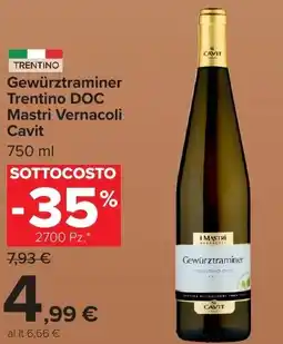 Carrefour Market Gewürztraminer Trentino DOC Mastri Vernacoli Cavit offerta