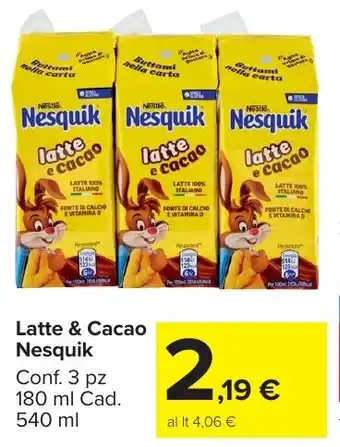 Carrefour Market Latte & Cacao Nesquik offerta