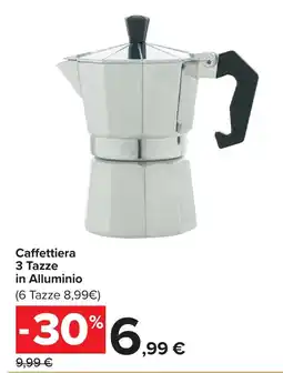 Carrefour Market Caffettiera 3 Tazze in Alluminio offerta