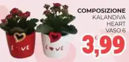 Eté Composizione kalandiva heart vaso 6 offerta