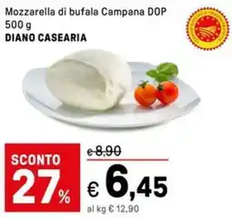 Iper La Grande Mozzarella di bufala Campana DOP DIANO CASEARIA offerta