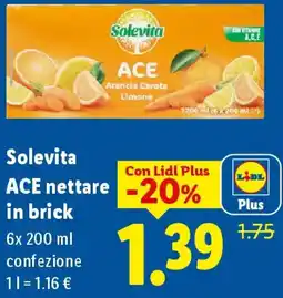 Lidl Solevita ACE nettare in brick offerta