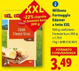 Lidl Milbona Formaggio Edamer a fette XXL offerta