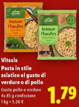 Lidl Vitasia Pasta in stile asiatico al gusto di verdure o di pollo offerta
