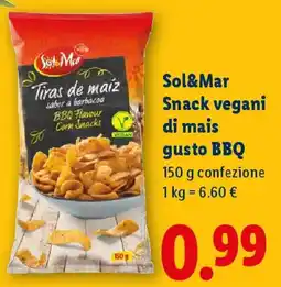 Lidl Sol&Mar Snack vegani di mais gusto BBQ offerta