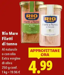 Lidl Rio Mare Filetti di tonno offerta