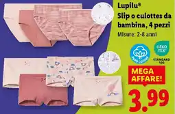 Lidl Lupilu Slip o culottes da bambina, 4 pezzi offerta