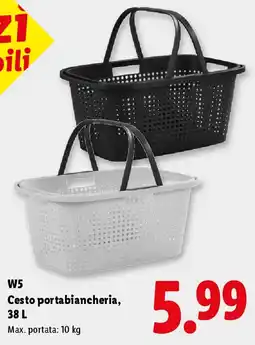 Lidl W5 Cesto portabiancheria, 38 L offerta