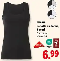 Lidl esmara Canotta da donna, 3 pezzi offerta