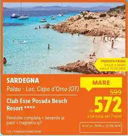 Lidl SARDEGNA Club Esse Posada Beach Resort offerta