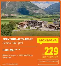 Lidl TRENTINO-ALTO ADIGE Hotel Mair offerta