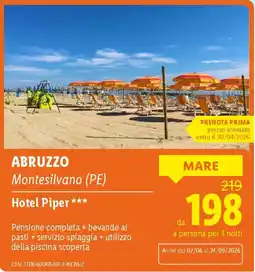Lidl ABRUZZO Hotel Piper offerta