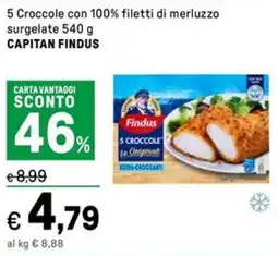 Iper La Grande 5 Croccole con 100% filetti di merluzzo surgelate CAPITAN FINDUS offerta