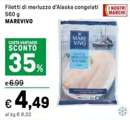 Iper La Grande Filetti di merluzzo d'Alaska congelati MAREVIVO offerta