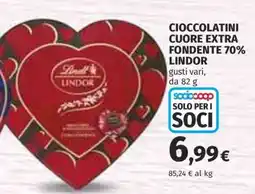 Coop CIOCCOLATINI CUORE EXTRA FONDENTE 70% LINDOR offerta