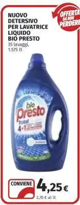 Coop Nuovo Detersivo per Lavatrice Liquido Bio Presto offerta