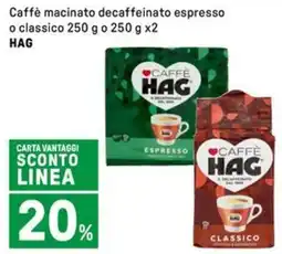 Iper La Grande Caffè macinato decaffeinato espresso o classico HAG offerta