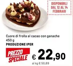 Iper La Grande Cuore di frolla al cacao con ganache PRODUZIONE IPER offerta