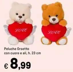 Iper La Grande Peluche Orsetto con cuore e ali, h. 23 cm offerta