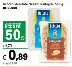Iper La Grande Gnocchi di patate classici o integrali DE CECCO offerta