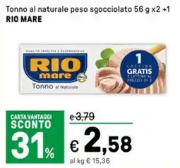 Iper La Grande Tonno al naturale peso sgocciolato RIO MARE offerta