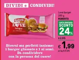 Iper La Grande Love burger ROBERTO offerta