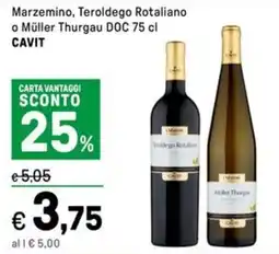 Iper La Grande Marzemino, Teroldego Rotaliano o Müller Thurgau DOC CAVIT offerta