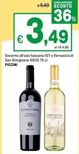 Iper La Grande Governo all'uso toscano IGT o Vernaccia di San Gimignano DOCG PICCINI offerta