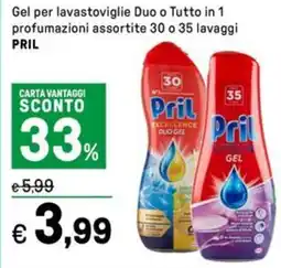 Iper La Grande Gel per lavastoviglie Duo o Tutto in 1 profumazioni assortite 30 o 35 lavaggi PRIL offerta