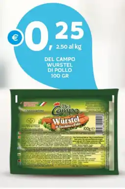 Extra Supermercati Del campo wurstel di pollo offerta