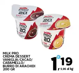 Extra Supermercati Milk pro crema dessert vaniglia/cacao/ caramello/ burro di arachidi offerta