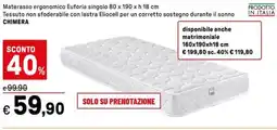 Iper La Grande Materasso ergonomico Euforia Tessuto non sfoderabile con CHIMERA offerta