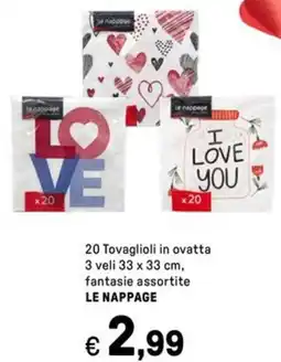 Iper La Grande 20 Tovaglioli in ovatta 3 veli fantasie assortite LE NAPPAGE offerta
