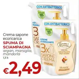 Supermercati Nonna Isa Crema sapone ecoricarica SPUMA DI SCIAMPAGNA argan, marsiglia, mandorla offerta